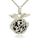 Silver Color Plated Brass Hollow Round Cage Pendants KK-J230-01S-3
