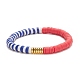 3 pièces 3 style fête de l'indépendance polymère argile heishi surfeur bracelets extensibles ensemble BJEW-TA00213-6