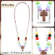 Wood Cross with Acrylic Beaded Pendant Necklaces for Women NJEW-AB00012-2