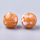 樹脂ビーズ  天然石風チップスタイル  ラウンド  ダークオレンジ  10mm  穴：1.8mm X-RESI-T026-10mm-06-2