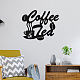 レーザーカットされたバスウッドの壁の彫刻  家の装飾の台所用品のため  コーヒー＆ワードコーヒーティー  ブラック  250x300x5mm WOOD-WH0123-018-6