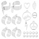 UNICRAFTALE 6pcs Gothic Punk Chain Finger Ring Set 17mm Stainless Steel Open Finger Ring with Mountain Peace Sign Heart Leaf Charm Hip Hop Adjustable Stackable Statement Knuckle Ring for Party Jewelry DIY-UN0003-69-1