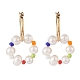 Natural Pearl Beaded Dangle Hoop Earrings EJEW-TA00040-1