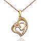 Unique Real 18K Gold Plated Eco-Friendly Tin Alloy Czech Rhinestone Heart To Heart Pendant Necklaces For Women NJEW-BB13884-1