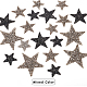 Pandahall 20 pz 4 taglie star crystal glitter strass adesivi ferro su adesivi bling star patch per abito decorazione domestica (nero DIY-PH0013-12-5