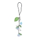 花と葉の透明アクリル＆ガラス携帯ストラップ  ポリエステルコードモバイルアクセサリー装飾  ミックスカラー  11.8cm HJEW-JM01536-2