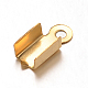 イオンプレーティング（ip）304ステンレス鋼折りたたみカシメエンドパーツ  圧着コードの端を折ります  ゴールドカラー  10x4x3mm  穴：1mm  内径：3.5mm STAS-F075-27-2