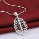 Trendy Silver Color Plated Brass Leaf Pendant Necklaces NJEW-BB08234-2