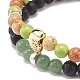 2 Stück geflochtene Perlenarmbänder im 2-Stil aus natürlichem kaiserlichem Jaspis (gefärbt) und grünem Aventurin und Lavagestein BJEW-JB08476-5