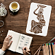 プラスチック再利用可能な描画絵画ステンシル テンプレート  ファブリック タイル 床 家具 木材の塗装用  長方形  女性の模様  297x210mm DIY-WH0202-343-3