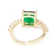 Квадратное кольцо-манжета с зеленым кубическим цирконием KK-D067-33G-RS-3