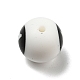 黒のナンバー1シリコンビーズ付きラウンド  チーターのための咀嚼ビーズ  DIYの看護ネックレス用  ホワイト  14.5~15x14.5mm  穴：2mm SIL-R013-01B-2