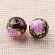Flower Picture Printed Glass Round Beads GLAA-J088-12mm-A08-2