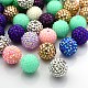 Chunky Resin Rhinestone Bubblegum Ball Beads X-CLAY-G007-M-1