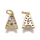 Brass Micro Pave Cubic Zirconia Charms ZIRC-L070-38A-G-2
