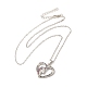 Красочное сердце со стразами и ожерельем-пандантом в виде единорога с цепочками-кабелями NJEW-K246-01P-1