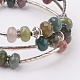 Natural Indian Agate Beads Wrap Bangles BJEW-JB03578-03-2
