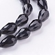 Black Faceted Glass Teardrop Beads Strands X-GLAA-E010-10x15mm-17-3