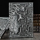 3Dエンボス加工PUレザーノートブック  a5ドラゴン柄ジャーナル  学校の事務用品用  アンティークシルバー  215x145mm OFST-PW0009-001B-1