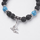 Natural Lava Rock Beads Charm Bracelets BJEW-I241-14D-2