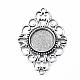 Antique Silver Tibetan Style Alloy Filigree Rhombus Cabochon Connector Settings TIBE-M022-08AS-2