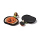 Halloween Pumpkin Glass Seed Braided Dangle Stud Earrings EJEW-B011-04A-2