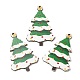 片面クリスマスプリントウッドビッグペンダント  クリスマスツリーのお守り  グリーン  54.5x38x2.5mm  穴：2mm WOOD-D025-41-2