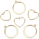 BENECREAT 24Pcs 2 Styles Long Lasting Brass Hollow Frame Heart Pendants Ring Shape Pendants for Resin Jewelry Making KK-BC0002-60-4