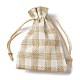布模造黄麻布巾着袋  タータンチェックのギフト収納ポーチ  長方形  バリーウッド  140x100x8mm AJEW-D064-01C-2