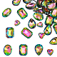 Fingerinspire 64 個 4 形状尖ったバックラインストーンガラスラインストーン宝石カラフルな長方形/ティアドロップ/ハート/オーバルクリスタルジュエル装飾シルバーメッキバックファセットストーンクラフト作成用 RGLA-FG0001-19-1