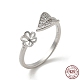 Leaf Rhodium Plated 925 Sterling Silver Micro Pave Cubic Zirconia Open Cuff Ring Settings STER-NH0001-65P-1