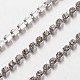 2mm Wide Silver Tone Grade A Garment Decorative Trimming Brass Crystal Rhinestone Cup Strass Chains X-CHC-S6-S-1