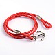 Three Loops Leather Cord Wrap Bracelets BJEW-P128-34-2