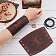 GORGECRAFT 2PCS Leather Gauntlet Wristband Tree of Life Pattern Bracers Wrist Band Guards Arm Guard Archery Buckle Bracers Unisex Leather Cuffs Armband for Men Women(Coconut Brown) BJEW-WH0019-05A-3