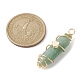 Natural Green Aventurine Copper Wire Wrapped Pointed Pendants PALLOY-JF02462-04-2