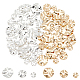 BENECREAT 72 Pcs Brass Spacer Beads 6 Styles Gold and Silver Disc Spacer Beads KK-FH0005-41-1