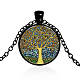 Baum des Lebens Edelstein Halskette, Halskette mit Glasanhänger und Legierungsketten für Frauen, Farbig, 18.11 Zoll (46 cm)