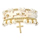 4 pièces 4 styles de perles de coquillage et de perles de verre ensemble de bracelets extensibles BJEW-TA00327-2
