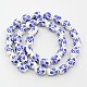 Handmade Flower Printed Porcelain Barrel Beads Strands PORC-L005-A-03-2