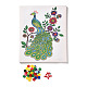 クリエイティブなDIY孔雀模様樹脂ボタンアート  帆布画紙と木枠付き  子供のための教育工芸品絵画粘着性のおもちゃ  グリーン  30x25x1.3cm DIY-Z007-36-2
