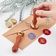 CRASPIRE Pear Wood Handle and Wax Seal Brass Stamp Head Sets AJEW-CP0002-50-3