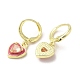 Серьги с подвесками из латуни с покрытием из настоящего золота 18 карат в форме сердца EJEW-L268-025G-01-2