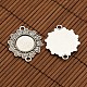 Tibetan Style Alloy Flower Connector Cabochon Bezel Settings and Flat Round Transparent Glass Cabochons DIY-X0208-AS-4