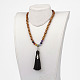 Buddhistische Holz Mala Perlen Halsketten NJEW-JN01760-3