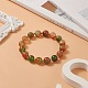 Dyed Natural Peacock Agate Round Beaded Stretch Bracelet BJEW-TA00232-2