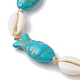 Bracelets de cheville en coquillages naturels et perles synthétiques tressées turquoise AJEW-AN00562-5