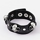 Punk Rock Skull Leather Cord Snap Bracelets BJEW-D351-22-1