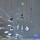 AHADERMAKER 5Pcs 5 Style AB Color Plated Glass Pendant Decorations HJEW-GA0001-41-4