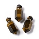 ファセット ブレット ナチュラル タイガーアイ 香水瓶 ペンダント  エッセンシャル オイル ディフューザー チャーム  ゴールデントーンメタルパーツ  ジュエリー作りのための  42~45x16~17x16~17mm  穴：2mm G-A026-07A-1