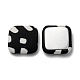綿布カボション  アルミニウム  正方形  ブラック＆ホワイト  ミックスカラー  18x18x5mm FIND-F011-01A-2